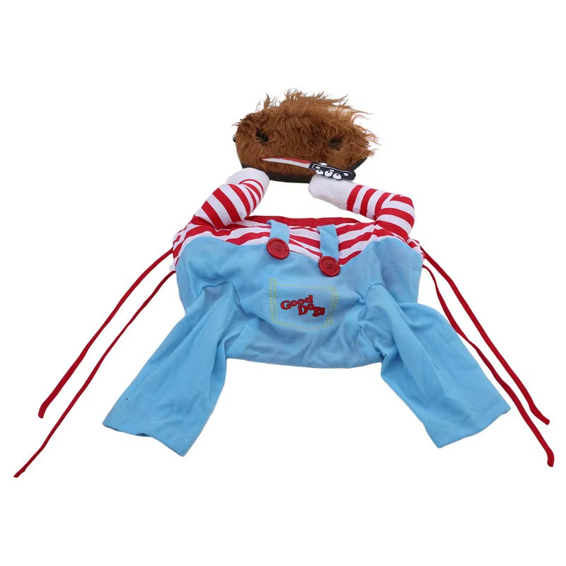 Funny Dog Horror Movie Clothes Sweatshirt Set Cosplay Chucky Pet Clothes Party Costume Comical Outfits Halloween Dress Jumpsuit
