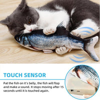 Cat Toys Flopping Fish with Catnip, Moving Cat Toy Interactive for Indoor Cats, Kitten Kicker Floppy Dog Toy, 11" Electric Realistic Plush Wiggle Fish for Kitty Exercise