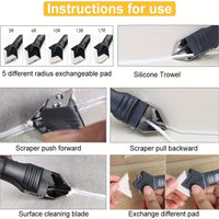 3 in 1 Silicone Scraper Sealant Smooth Remover Tools Set Caulking Finisher Smooth Grout Kit Floor Mould Removal Hand Tools Set