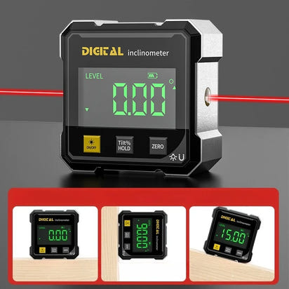 4-Side Magnetic Digital Angle Gauge with Laser Electronic Protractor Horizontometer Inclinometer Angle Ruler Slope Measuring
