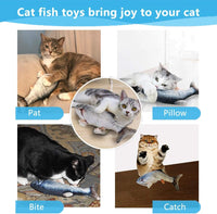 Cat Toys Flopping Fish with Catnip, Moving Cat Toy Interactive for Indoor Cats, Kitten Kicker Floppy Dog Toy, 11" Electric Realistic Plush Wiggle Fish for Kitty Exercise